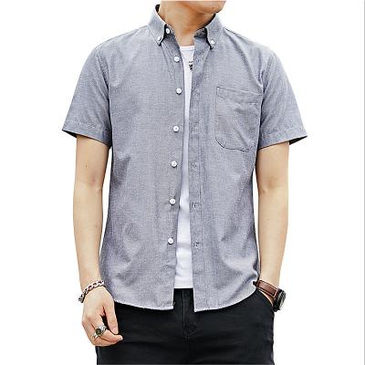 China 2021 Pure Color Quick Dry Men's Regular-Fit Regular-Fit Oxford Shirt Short-sleeve Pocket Oxford Shirt Men's Canvas Shirt for sale