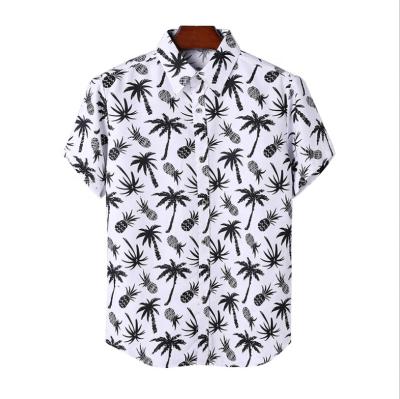 China Anti-Wrinkle Mens Printing Casual Short Sleeve Button Down Shirt Tropical Fruit Pineapple Hawaiian Shirts for sale