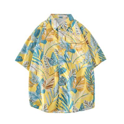 China Breathable Men's Casual Button Down Hawaiian Floral Shirts Short Sleeve Beach Plus Size Shirts for sale