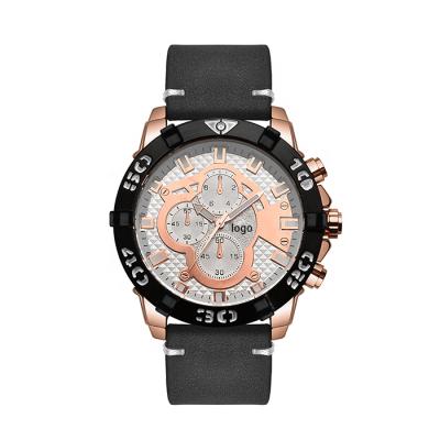 China Custom Made Leather Sports Movement Good Quality Wrist Watch Band Day/Date Men's Waterproof Quartz Watch for sale