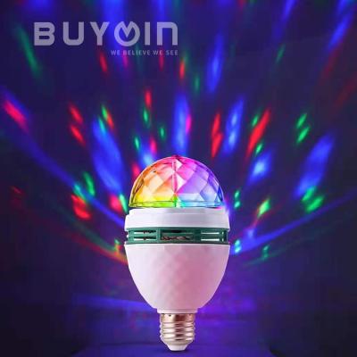 China 3W LED Bar Home Disco Light Bulb E27 Strobe Light Bulbs Multi Rotating Crystal Stage Party Lights Disco Color Changing Lamp for sale