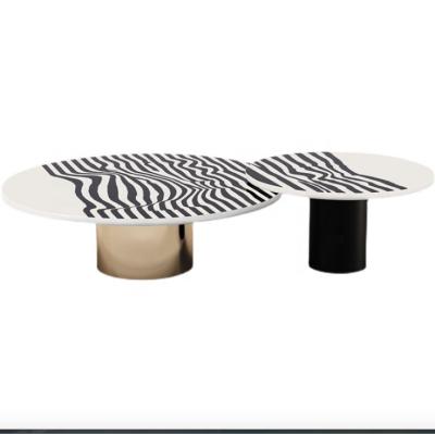 China Modern personality tea table creative marble size around the net combination living room tea table black tea table for sale