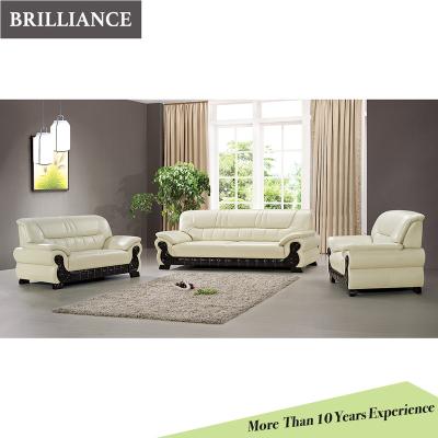 China Sectional Sofa Modern Design White Color Wood Leg Leather Sofa Set for sale