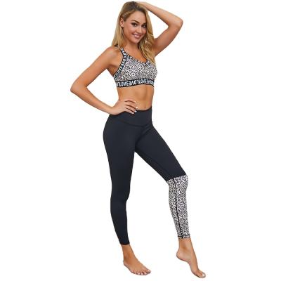 China European and American Amazon new breathable leopard print fitness yoga sports suit breathable hot selling suit for sale