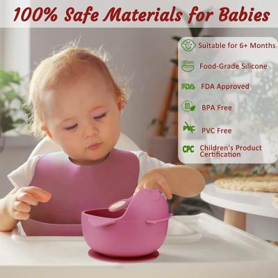 China Washable girls Silicone Dinnerware Set Pink Bib Reusable Tasteless for sale