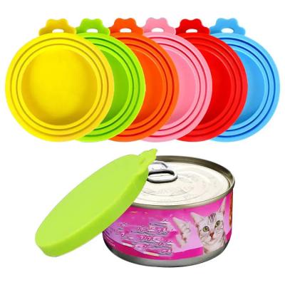 China O silicone durável portátil Cat Food Lids, alimentos para animais de estimação Nontoxic do silicone pode cobrir à venda