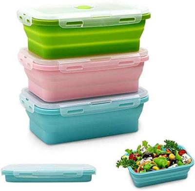 Cina Compartimento libero di BPA Bento Silicone Lunch Box Leakproof 3 per gli adulti in vendita