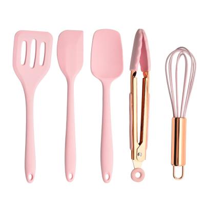 China Silicone bakgereedschappen set 5pcs Silicone spatula set niet-stick Duurzaam Silicone kookgerei Kookgereedschap Kitchen Set Te koop