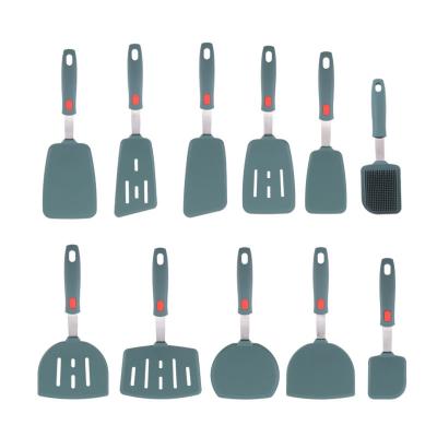 China 11pcs Silicone Spatula Turner Silicone Keukengereedschap Kookgereedschap Set Keuken Kookgereedschap Spatula's voor pannenkoeken Ei vis Te koop