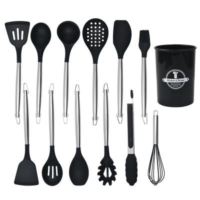 Cina Set di utensili da cucina in silicone con porta utensili da cucina in silicone set per utensili da cucina non appiccicosi utensili da cucina set in vendita