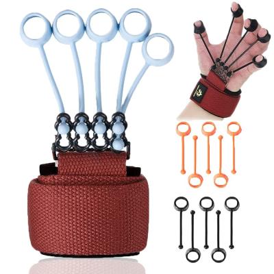 China Adjustable Finger Exerciser BPA FREE Silicone Banne Hand Grip Strength Trainer Finger Resistancd Hand Strengthener for sale