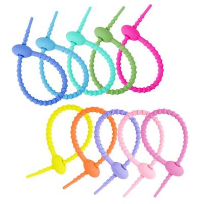 China Herbruikbare siliconen kabel Twist Ties Bread Tie Bag Sealing Clip Silicone Management Ties Cord Organizer voor auto Home Office Te koop