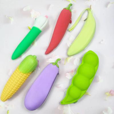 China 90g Cute Fruit Silikon Bleistiftbeutel Tasche leicht zu reinigen für Bürobedarf zu verkaufen