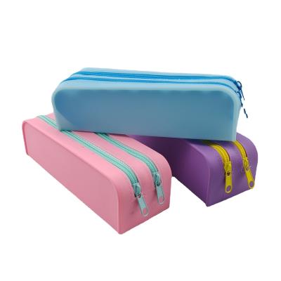 China Non-toxic Colorful Silicone Waterproof Pencil Pouch for Office and School Supplies for sale