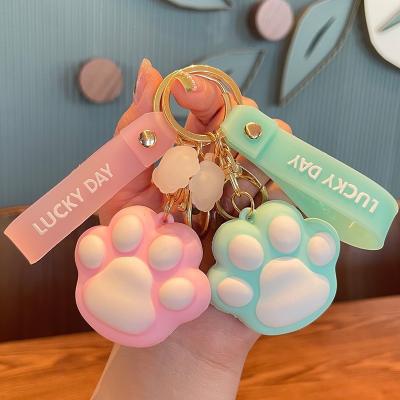 China Cartoon Modeling Silicone Key Chain LED Flashlight Key Ring Handbag Bag Purse Pendant Key Holder for sale