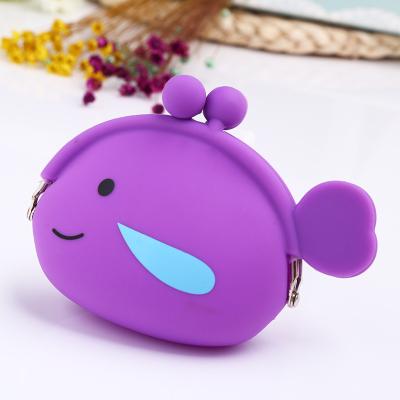 China Cartoon Animal Silicone Fish Coin Wallets Purse Headset Bag For School Prize Gifts Wallet Bag Christmas Birthday Kidgift for sale