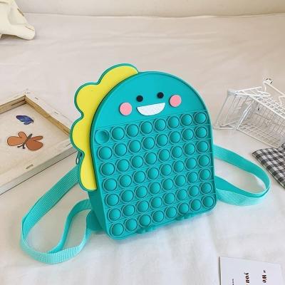 China Dinosau Soft Silicone Pencil Case For Stationery And Makeup Items Backpack Bag Silicone SchooL Crossbody Shoulder Bag for sale