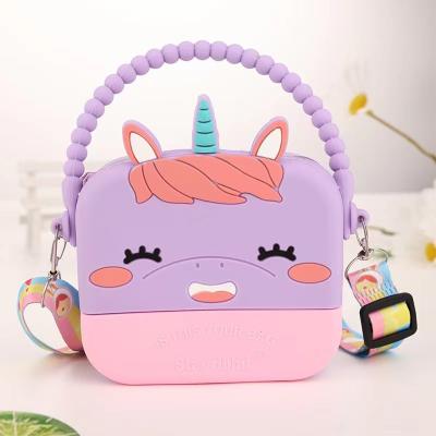 China Unicorn Silicone Pencil Box Storage Organization Crossbody Bag Shoulder Handbag Christmas Birthday Gifts For Boys Girls for sale