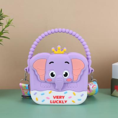 China Elephant Little Girls Crossbody Purses With Chain Strap Silicone Resin Toddler Handbag Mini Casual Messenger ShoulderBag for sale