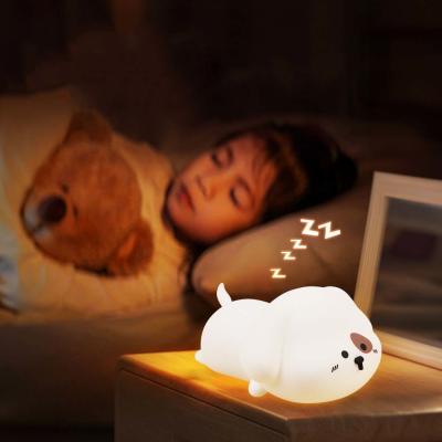 China Night Light For Kids Cute Silicone Puppy Night Light With 2 Levels Of Brightness 7 Colors Kawaii Touch Lamp For Bedroom for sale