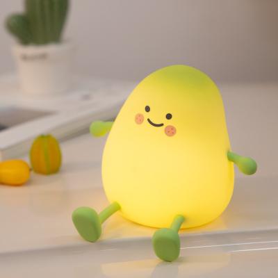 China Cute Night Light For Kids Mango Sleep Lamp Warm Light Bedroom Decor Kids Night Light Silicone Baby Nursery Night Light for sale