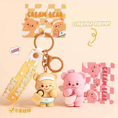 China Cartoon Animal Pendant Key Ring Silicone Keychain in Various Colors for Women and Kids for sale