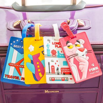 China Cartoon Silicone Travel Luggage Tag with Belt Strap Food Grade and Style Card Holder for sale