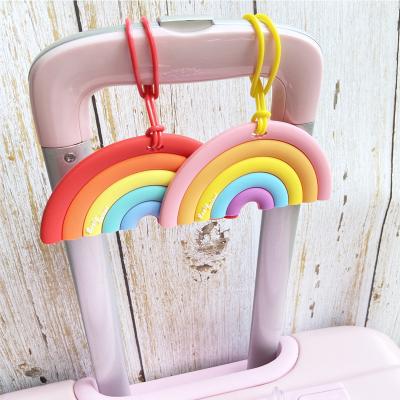 China Colorful Cartoon Rainbow Silicone Luggage Tag For Suitcases Bag Baggage Travel Tags Identifiers for sale