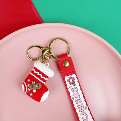 Chine Cute sac de silicone de Noël pendentif porte-clés doux Kawaii voiture porte-clés charmes pour les femmes les hommes cadeaux de Noël anniversaire enfant à vendre