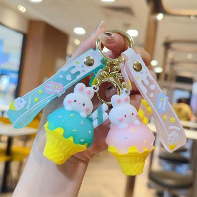 China Ice Cream Cute Rabbit Keychain Charms Silicone Stationery Style Purse Handbag Charms for sale