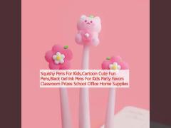  Squishy Pens For Kids,Cartoon Cute Fun Pens,Black Gel Ink Pens For Kids Party Favors Classroom Prizes School Office Home Supplies