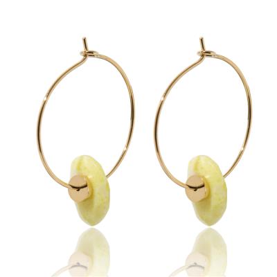 China Trendy Fashion Earrings 14K Stainless Steel Natural Stone Gold Plated Earrings In The Oven for sale