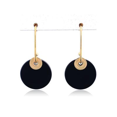 China FASHIONABLE g-shaped earrings round multicolor natural stone stainless steel earrings shape ladies jewelry for sale