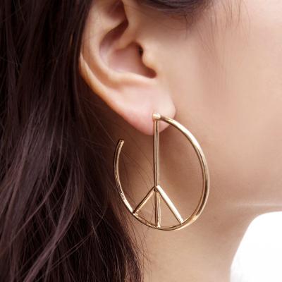 China FASHIONABLE Large Exaggerated Circle Earrings Women Shape Jewelry Femme Earring Circle Round Peace Sign Earrings for sale