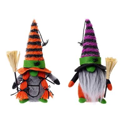 China Europe Halloween Broomstick Faceless Doll Spider Green Ghost Christmas Elf Pygmy Doll Ornament for sale