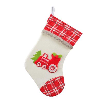 China Cute Locomotive Christmas Candy Bag Christmas Stocking Christmas Tree Gift Bag Holiday Decorations for sale