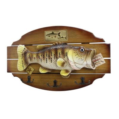 China Europe Style 3D Wooden Porch Key Hook Ocean Wind Fish Hanging Wall Hanging Decoration for sale