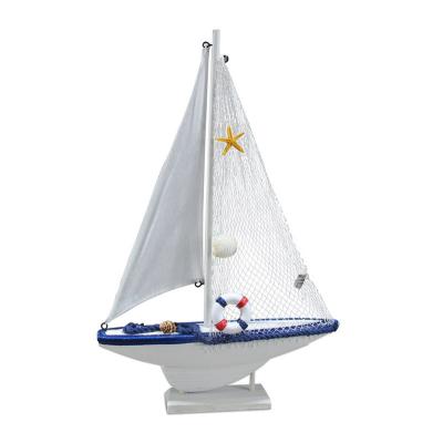 China Mediterranean creative home decoration wooden sailboat pieces sailboat Europe style props models for sale