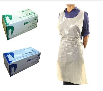 China Cleaning Plastic Throw Away Aprons , Colored Plastic Disposable Paint Aprons HDPE / LDPE for sale