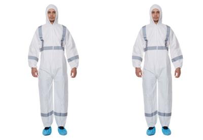 China Reflective Asbestos Removal Disposable Paint Suit Lightweight Zipper Closure for sale