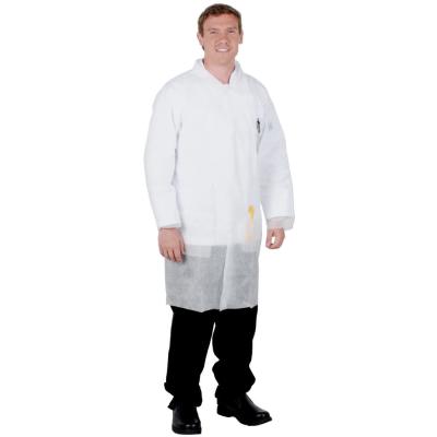 China Single Collar / Buttons Disposable Lab Coats Polypropylene Fabric 25-50gsm for sale