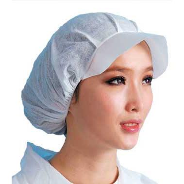 China White Peaked Disposable Bouffant Scrub Hats For Food Industry , Non Woven Bouffant Cap for sale