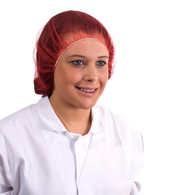 China Red Nylon Mesh Disposable Head Cap Invisible Catering Hair Nets Breathable for sale