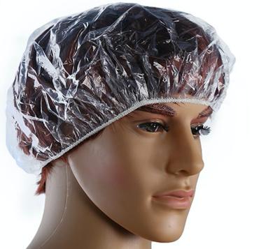 China Customized Transparent Disposable Head Cap PE Best Shower Cap To Keep Hair Dry for sale