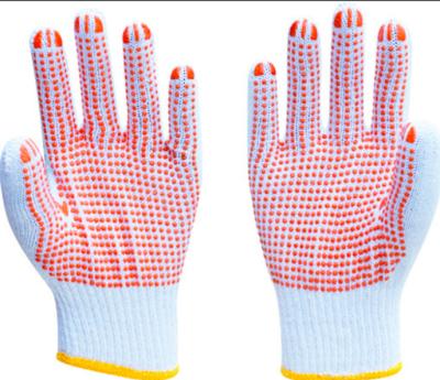 China PVC Dots Coated Cotton Knitted Hand Gloves , White Cotton Knit Gloves For Safety Working for sale