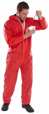 China Red Unisex Disposable Paint Suit Waterproof Non Toxic Breathable Customized Logo for sale