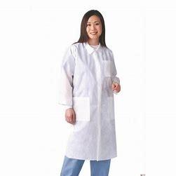 China Customized Disposable Lab Coats Hospital Nonwoven Medical Coat CE / ISO9001 for sale