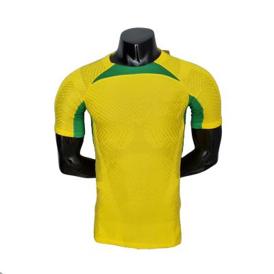 China Brazil yellow soccer jersey player version high quality quick dry training singlet top for sale