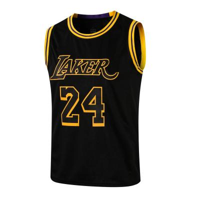 China Top Quality Breathable Round Black Kobe America Laker-s Neck No. 24 basketball tank tops (hot pressed) for sale