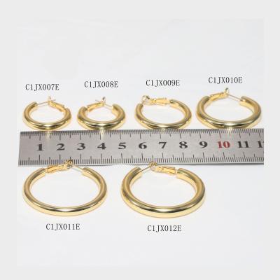 China C1JX FASHIONABLE Dwelling Cheap Earrings Wholesale Simple Style Gold Plated 925 Sterling Silver Girl Small Large Circle Earrings for sale